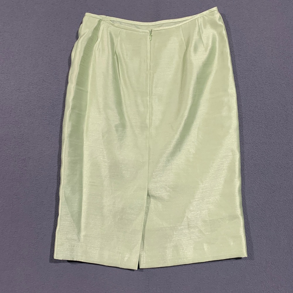 Kasper Womens 3 Piece Skirt Suit Chartreuse Green Beaded Size 10 Formal - Picture 15 of 16